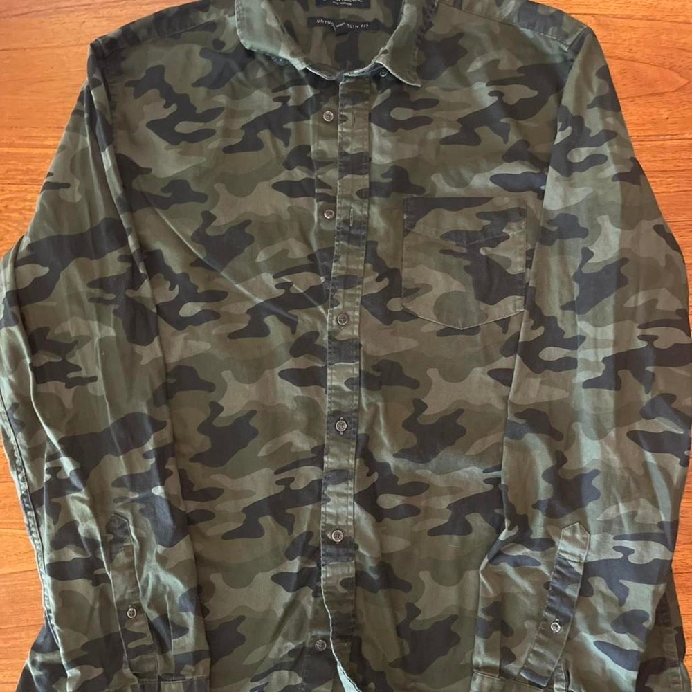 Green camouflage button-up shirt #camouflage pattern, military